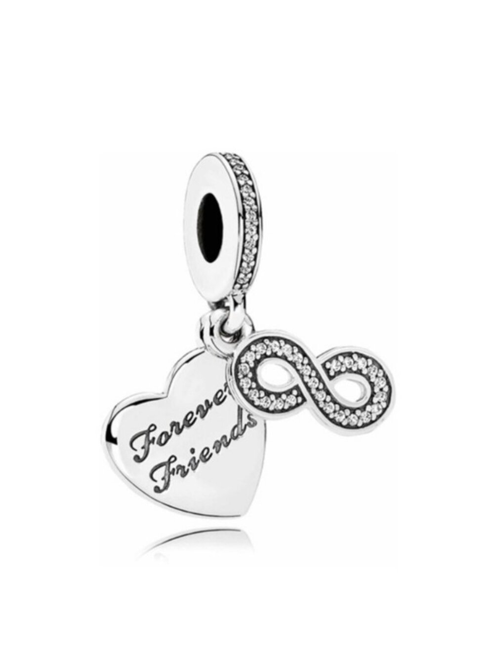 Pandora Ster Silver Forever Friends Dangle Charm w/ Infinity Symbol 791948cz